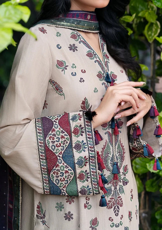 Embroidered Dhanak Unstitched 3PC Set | FS3010