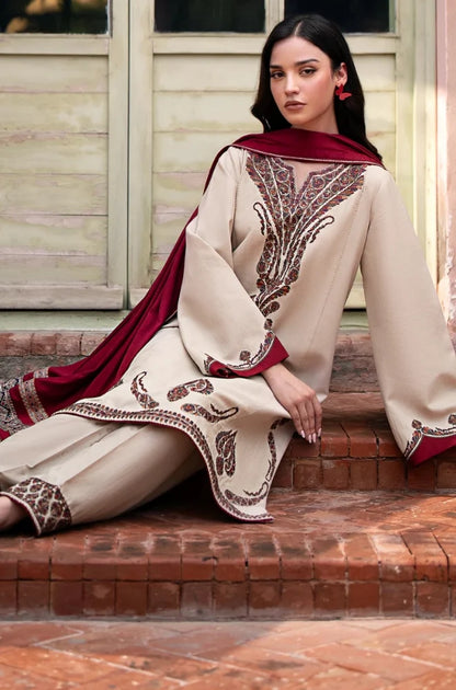 Embroidered Dhanak Unstitched 3PC Set | FS3043