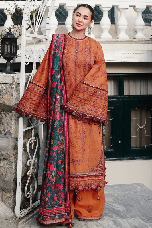 Embroidered Dhanak Unstitched 3PC Set | FS3073