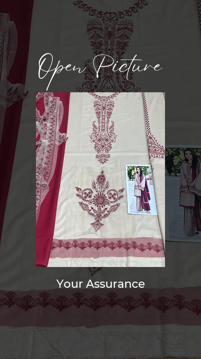 Embroidered Dhanak Unstitched 3PC Set | FS3043