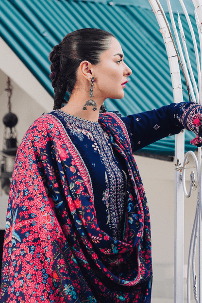 Embroidered Dhanak Unstitched 3PC Set | FS3074