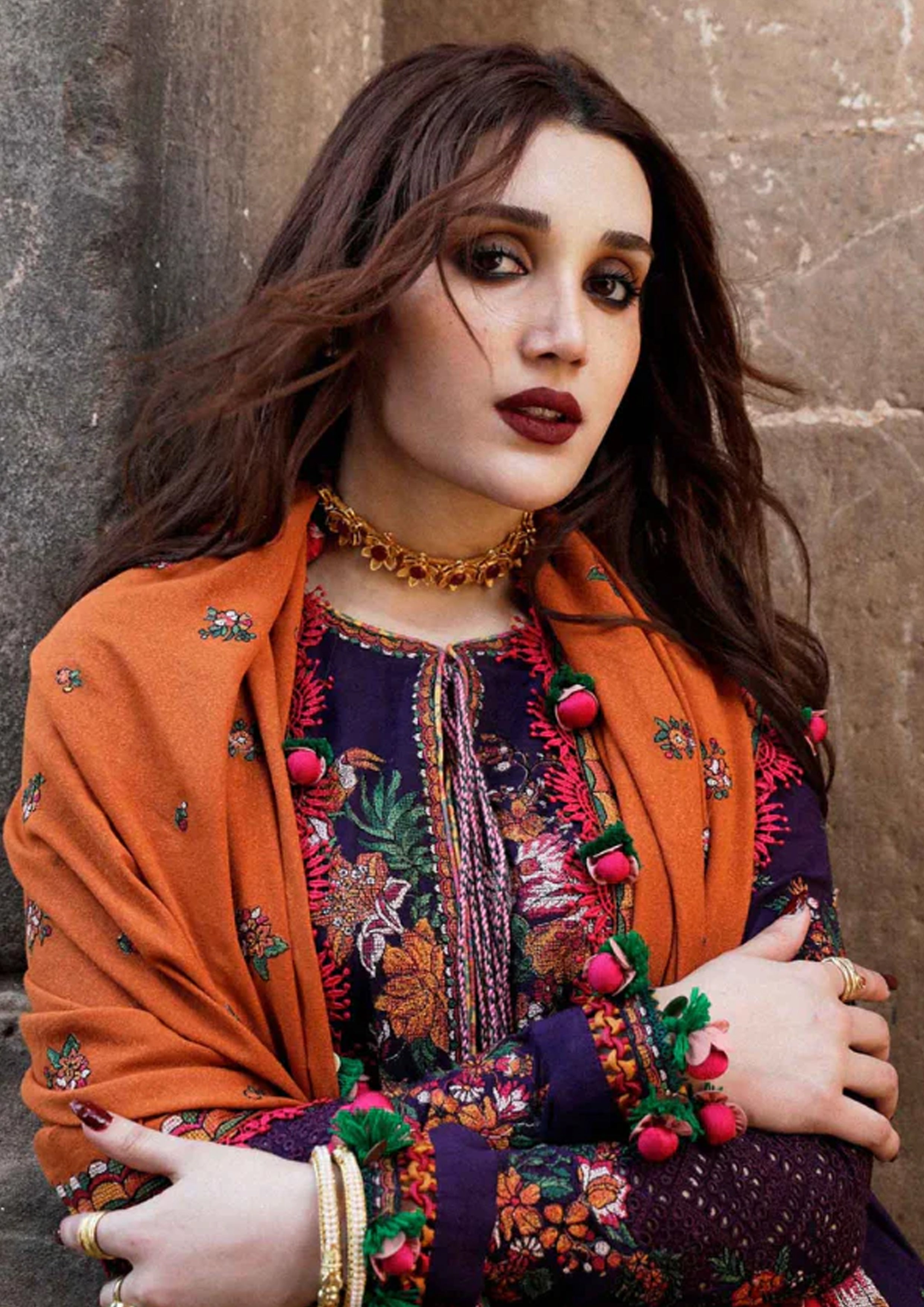 Embroidered Dhanak Unstitched 3PC Set | RJ6020
