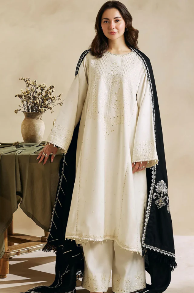 Embroidered Dhanak Unstitched 3PC Set | FS3037