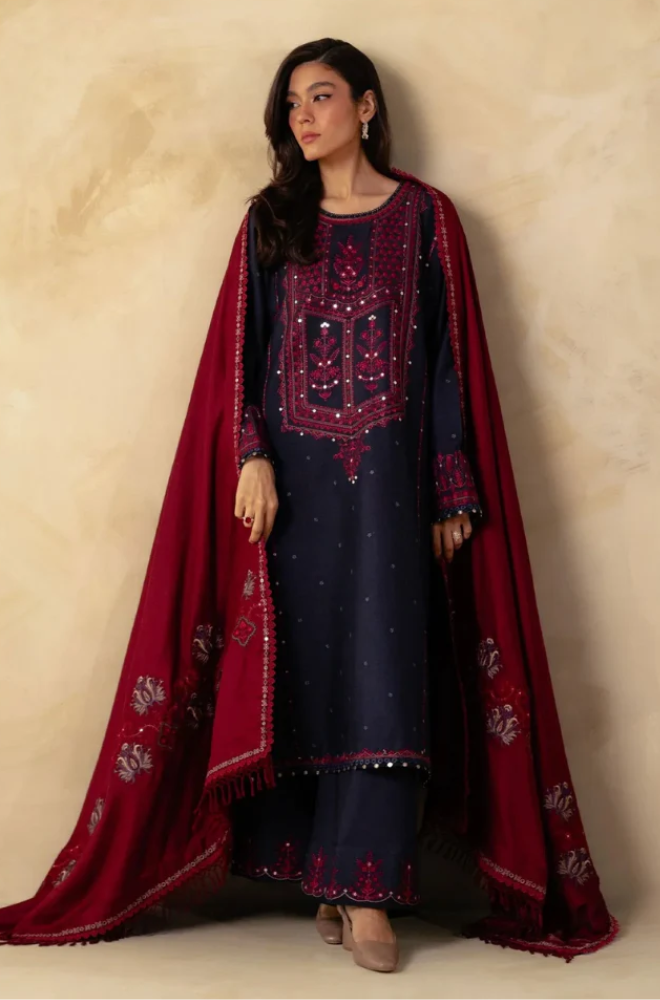 Embroidered Dhanak Unstitched 3PC Set | FS3039