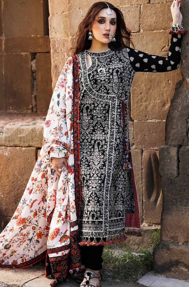 Embroidered Dhanak Unstitched 3PC Set | RJ6061