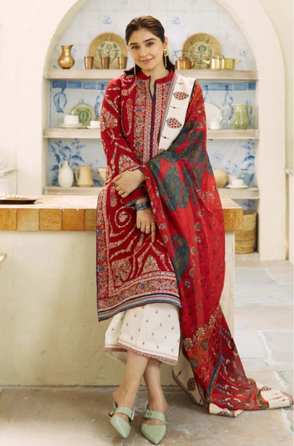 Embroidered Dhanak Unstitched 3PC Set |  FS3045