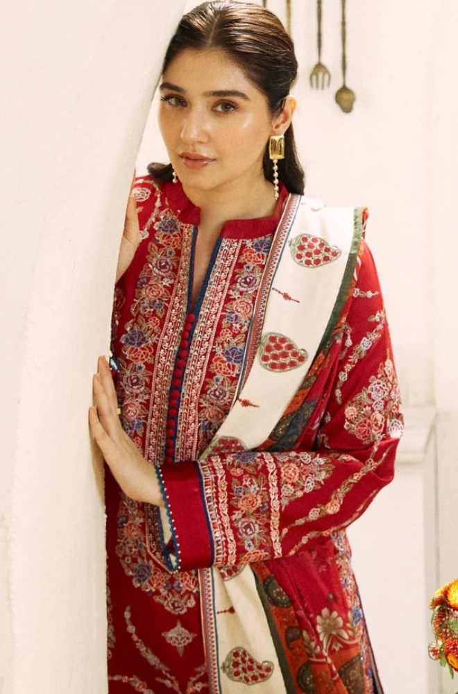 Embroidered Dhanak Unstitched 3PC Set |  FS3045