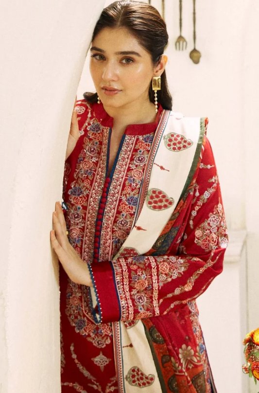 Embroidered Dhanak Unstitched 3PC Set |  FS3045