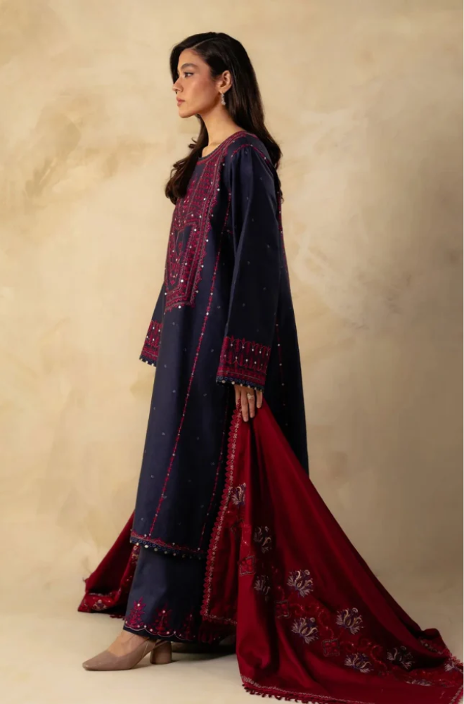 Embroidered Dhanak Unstitched 3PC Set | FS3039
