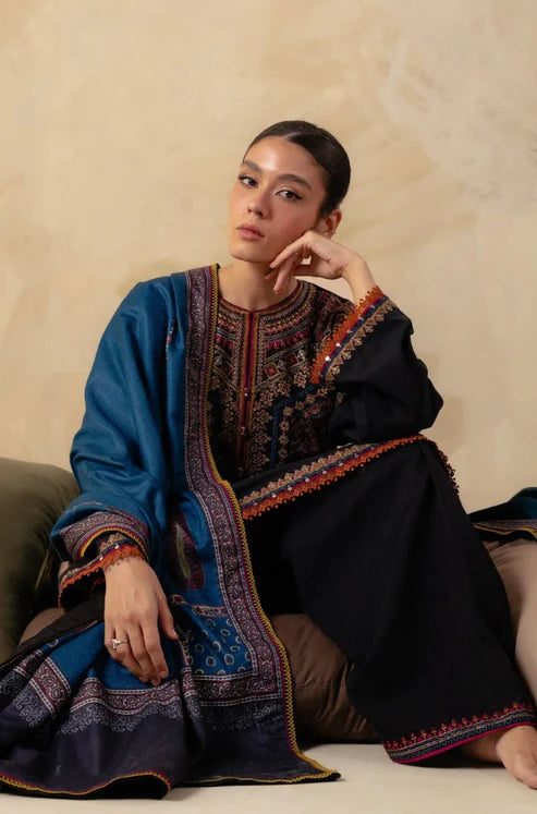 Embroidered Dhanak Unstitched 3PC Set | FS3038
