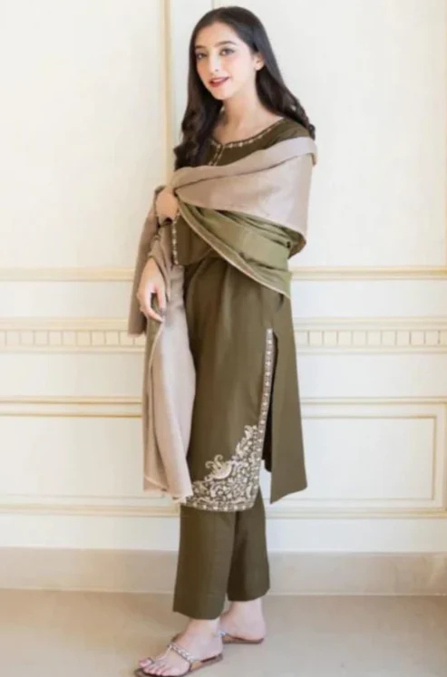 Embroidered Dhanak Unstitched 3PC Set | FS3019