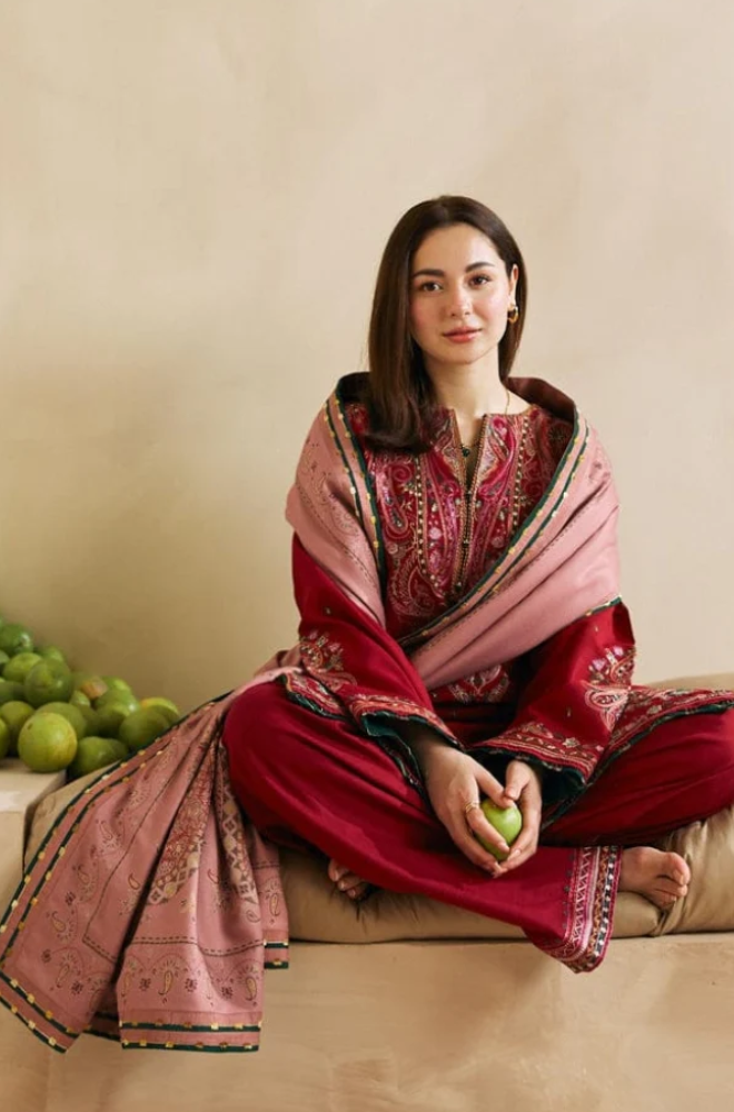 Embroidered Dhanak Unstitched 3PC Set | FS3035