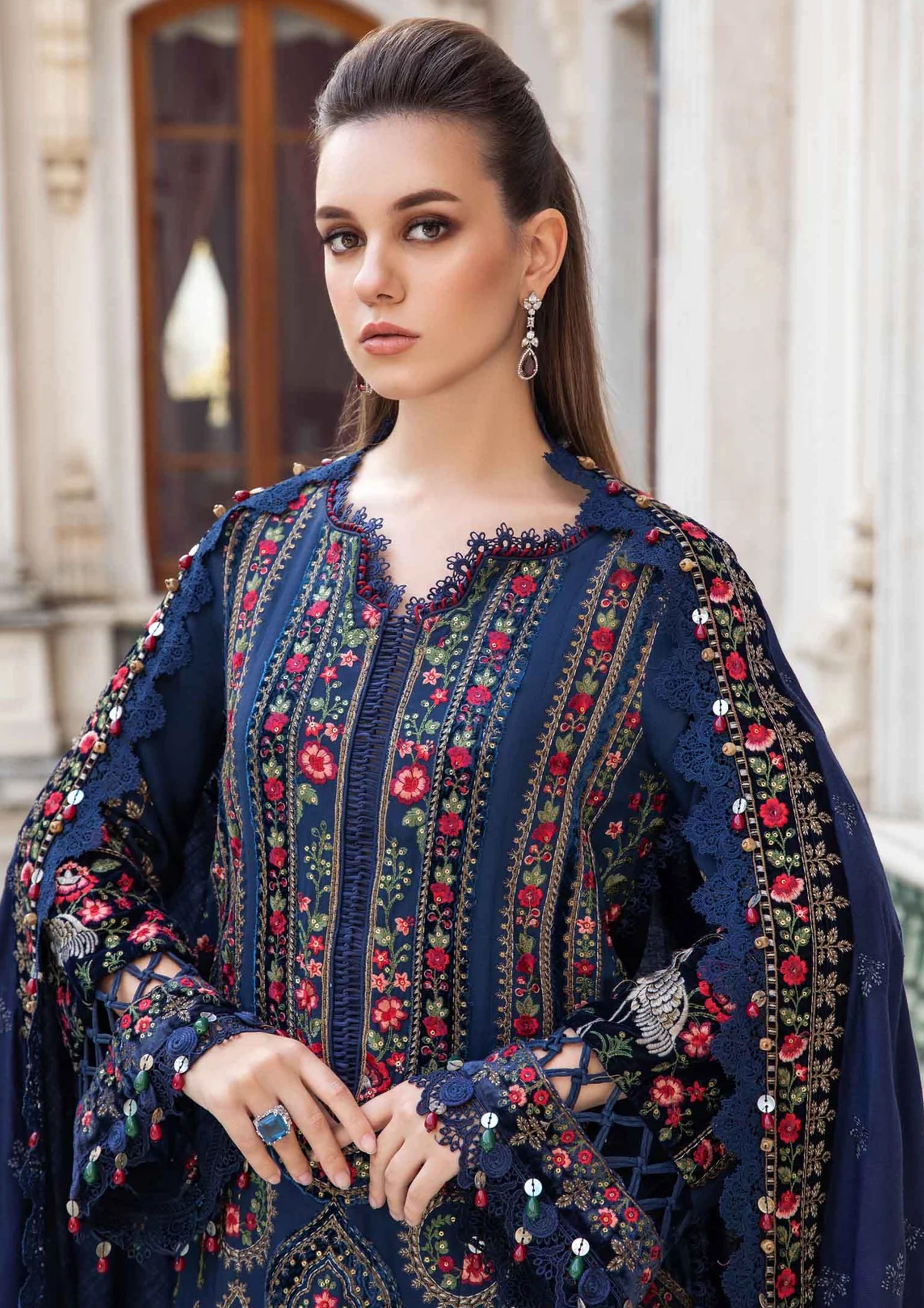 Embroidered Dhanak Unstitched 3PC Set | RJ6024
