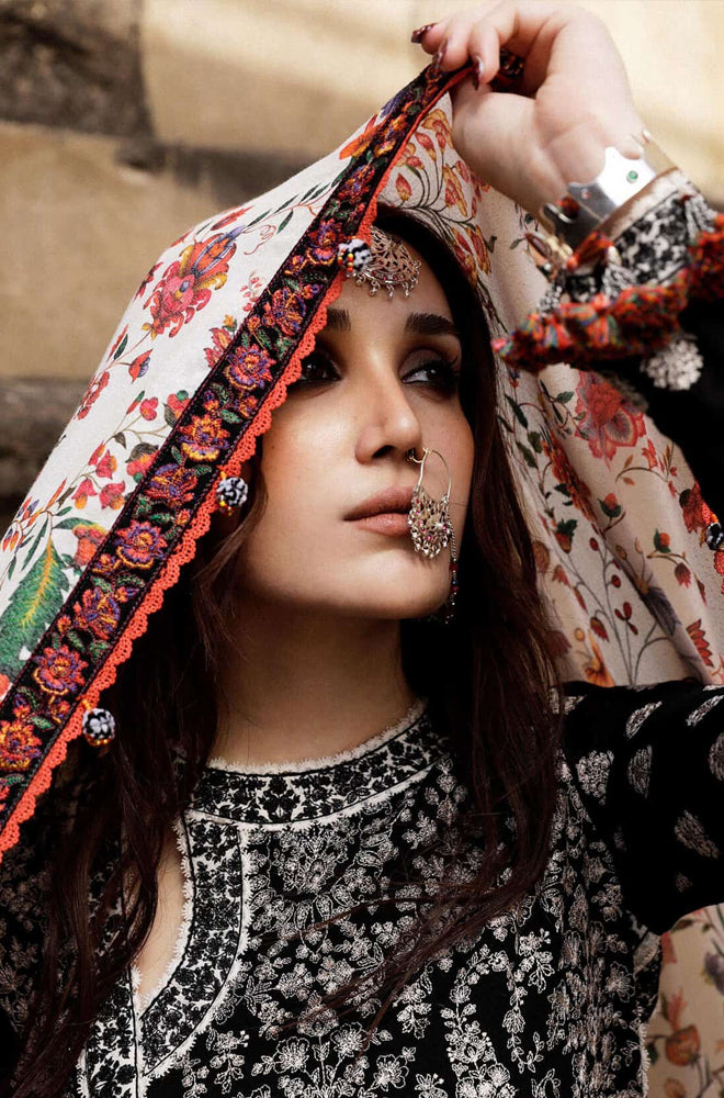 Embroidered Dhanak Unstitched 3PC Set | RJ6061