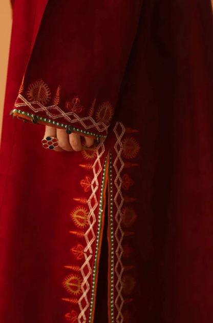 Embroidered Dhanak Unstitched 3PC Set | FS3044