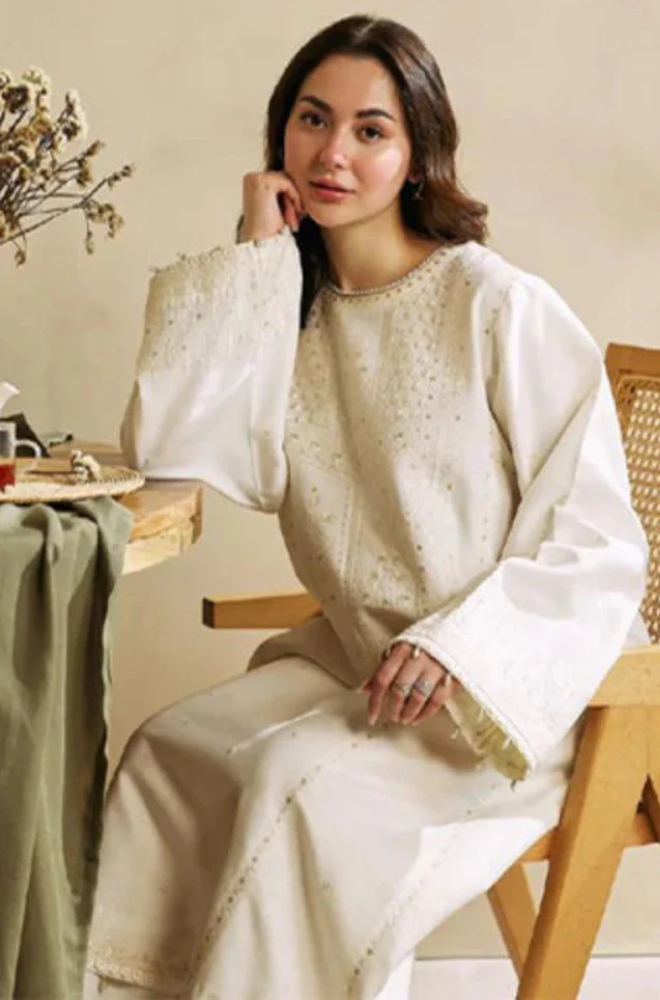 Embroidered Dhanak Unstitched 3PC Set | FS3037