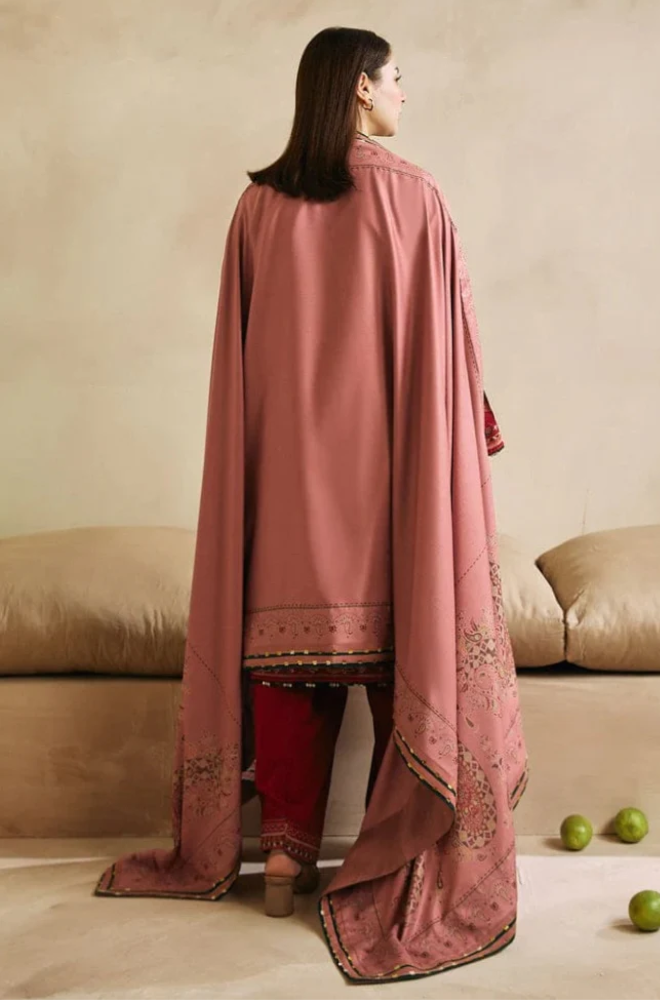 Embroidered Dhanak Unstitched 3PC Set | FS3035
