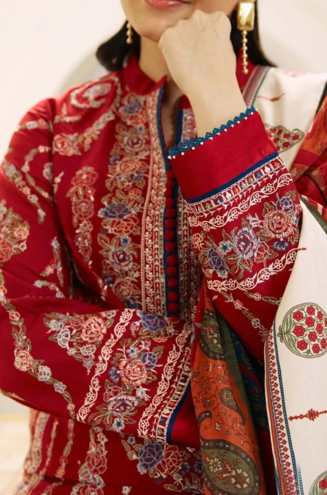 Embroidered Dhanak Unstitched 3PC Set |  FS3045