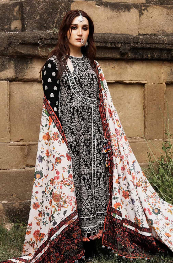 Embroidered Dhanak Unstitched 3PC Set | RJ6061