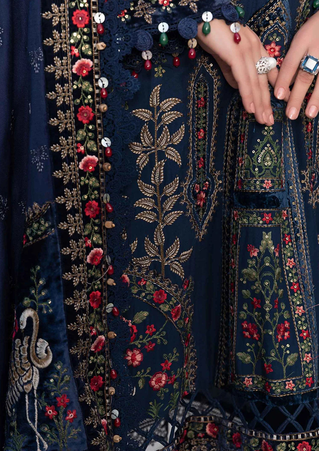 Embroidered Dhanak Unstitched 3PC Set | RJ6024