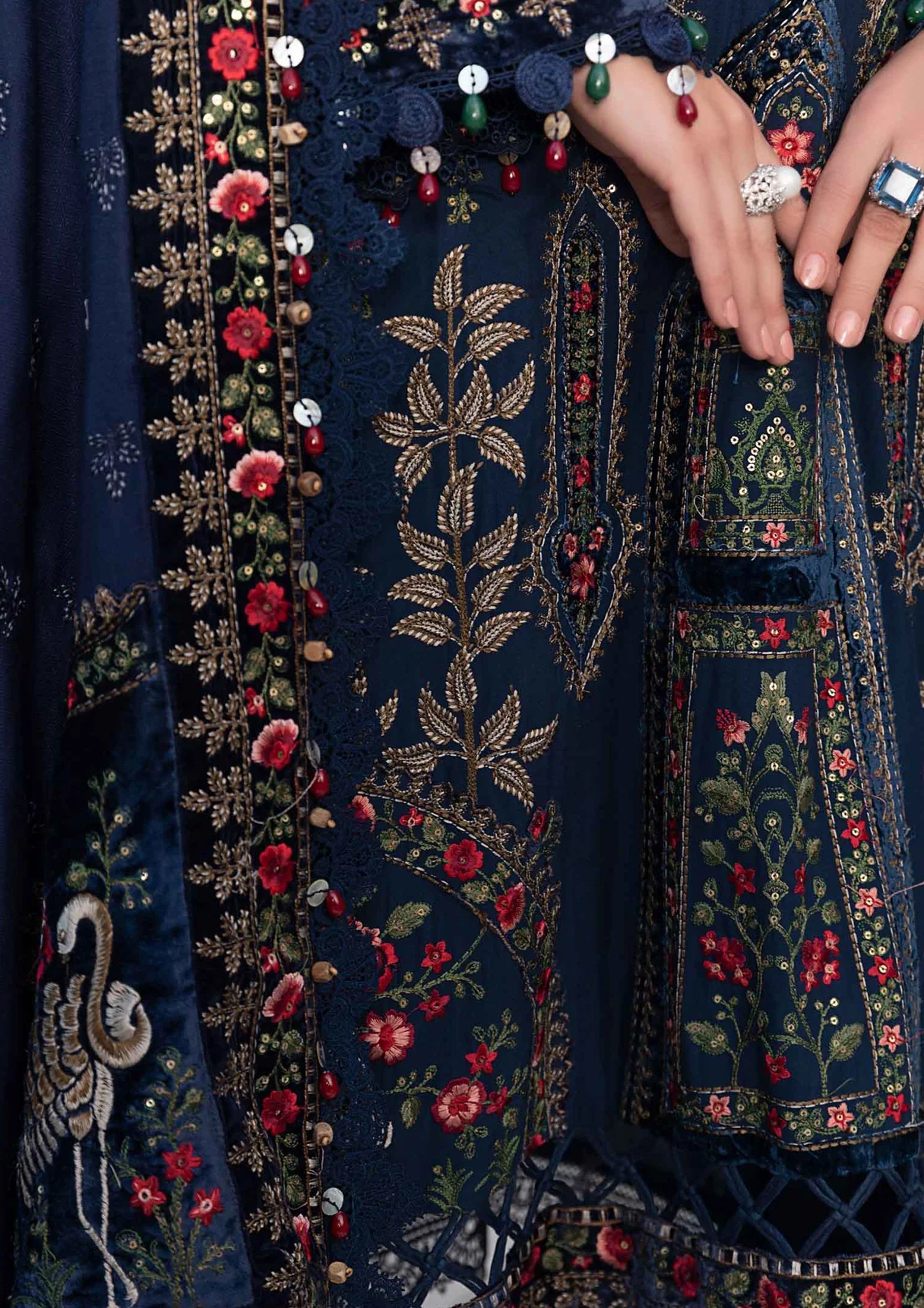 Embroidered Dhanak Unstitched 3PC Set | RJ6024