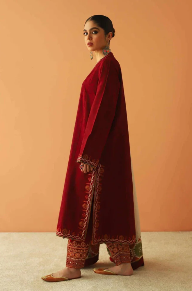 Embroidered Dhanak Unstitched 3PC Set | FS3044