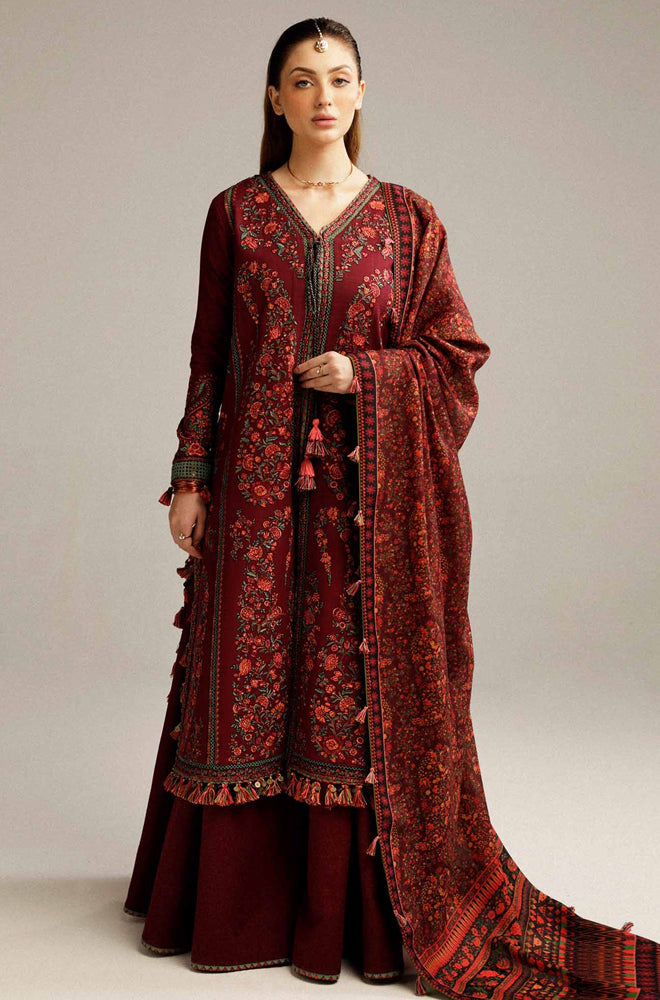 Embroidered Dhanak Unstitched 3PC Set | RJ6062