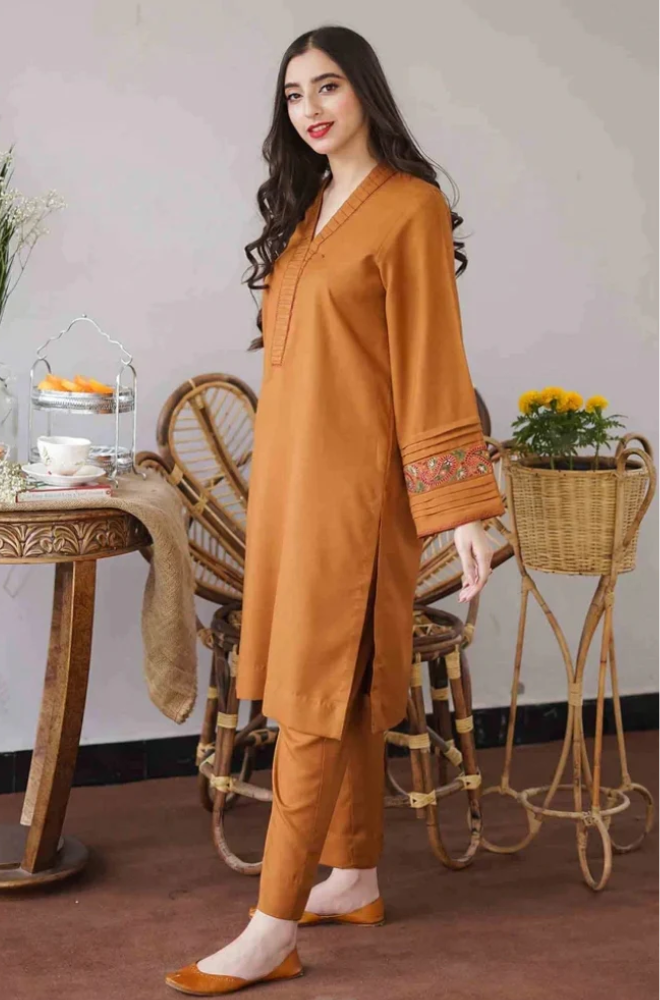Embroidered Dhanak Unstitched 3PC Set | FS3021