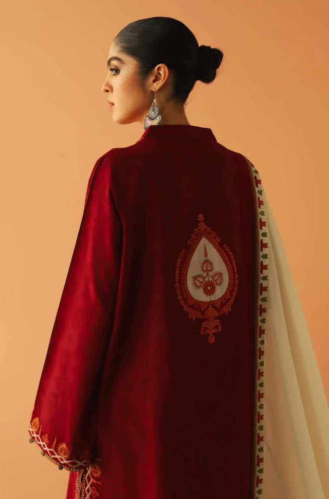 Embroidered Dhanak Unstitched 3PC Set | FS3044
