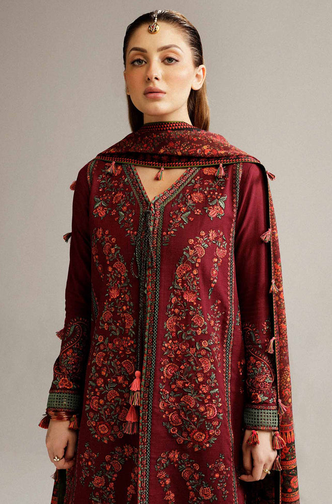 Embroidered Dhanak Unstitched 3PC Set | RJ6062