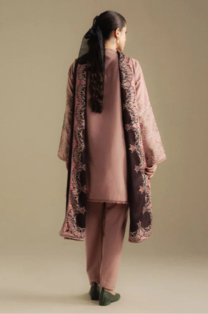 Embroidered Dhanak Unstitched 3PC Set | FS3114