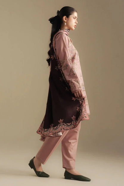 Embroidered Dhanak Unstitched 3PC Set | FS3114