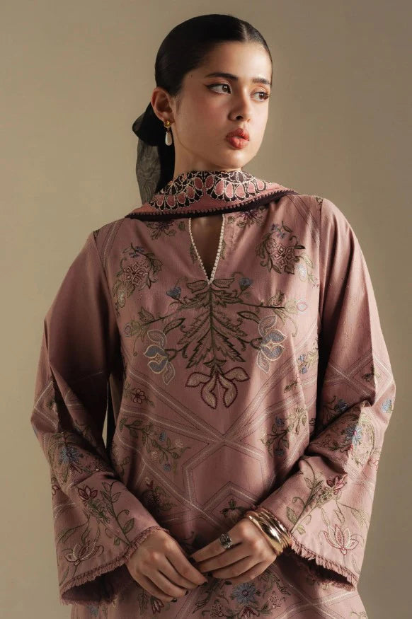 Embroidered Dhanak Unstitched 3PC Set | FS3114