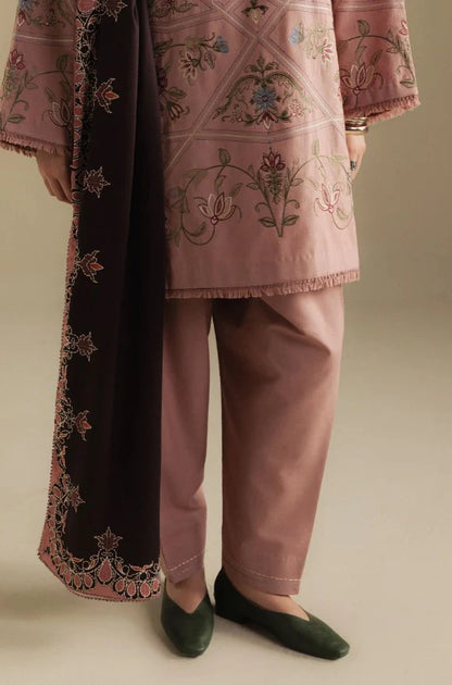 Embroidered Dhanak Unstitched 3PC Set | FS3114