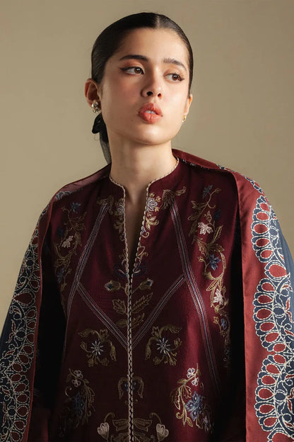 Embroidered Dhanak Unstitched 3PC Set | FS3116