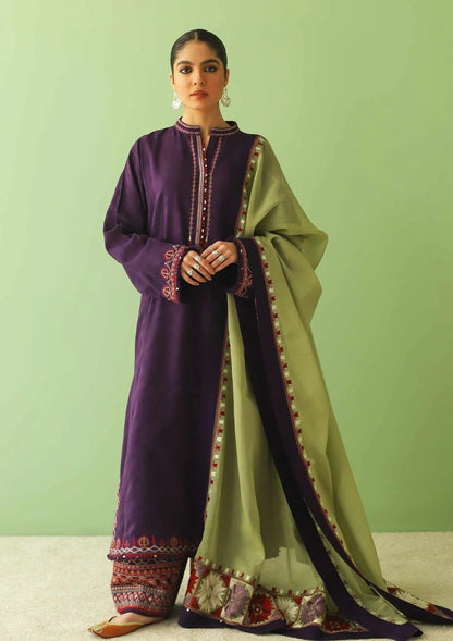 Embroidered Dhanak Unstitched 3PC Set | FS3077