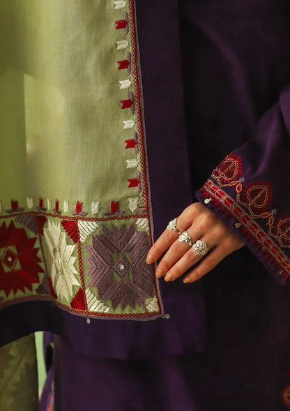 Embroidered Dhanak Unstitched 3PC Set | FS3077