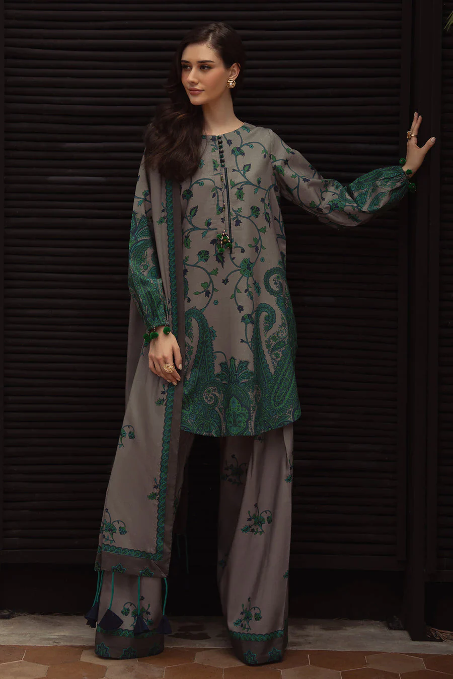 Digital Printed Khaddar Unstitched 3PC Set | RJ6073