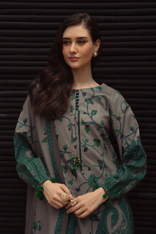 Digital Printed Khaddar Unstitched 3PC Set | RJ6073