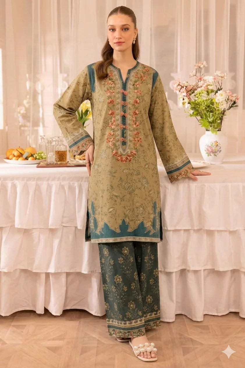 Embroidered Lawn Unstitched 2PC Set | RJ7125