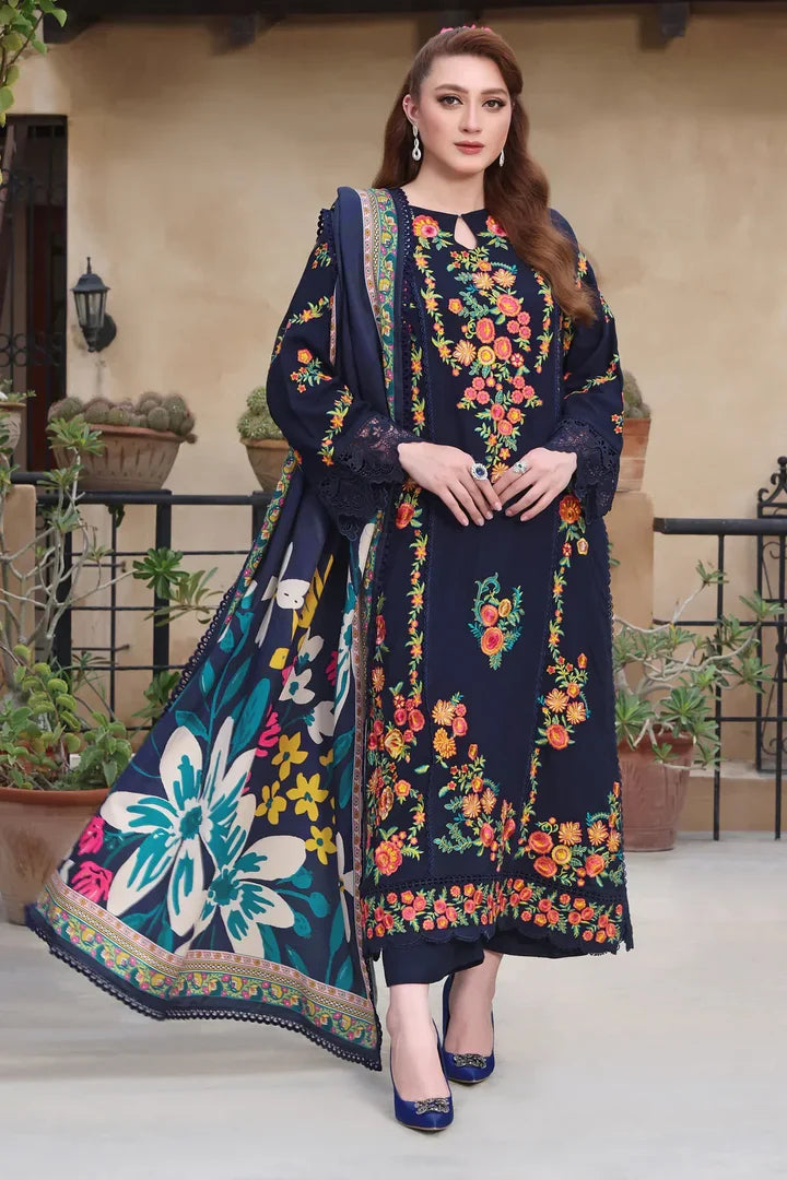 Embroidered Dhanak Unstitched 3PC Set | FS3098