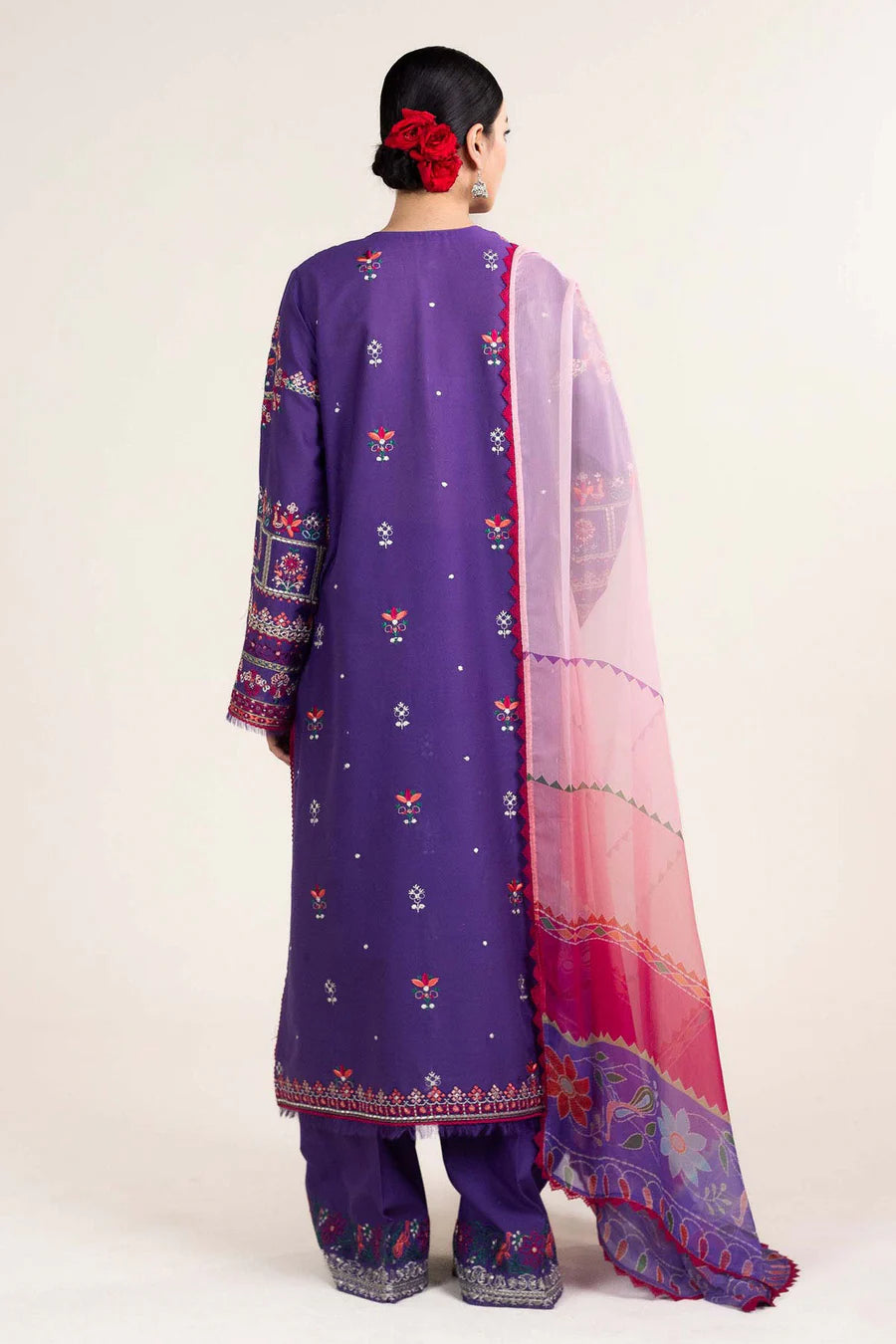 Embroidered Dhanak Unstitched 3PC Set | FS3078