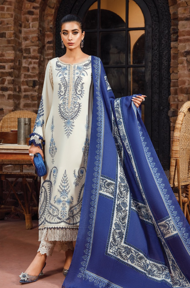 Embroidered Dhanak Unstitched 3PC Set | RJ6064