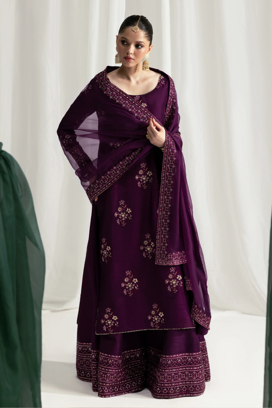 Embroidered Dhanak Unstitched 3PC Set | FS3130