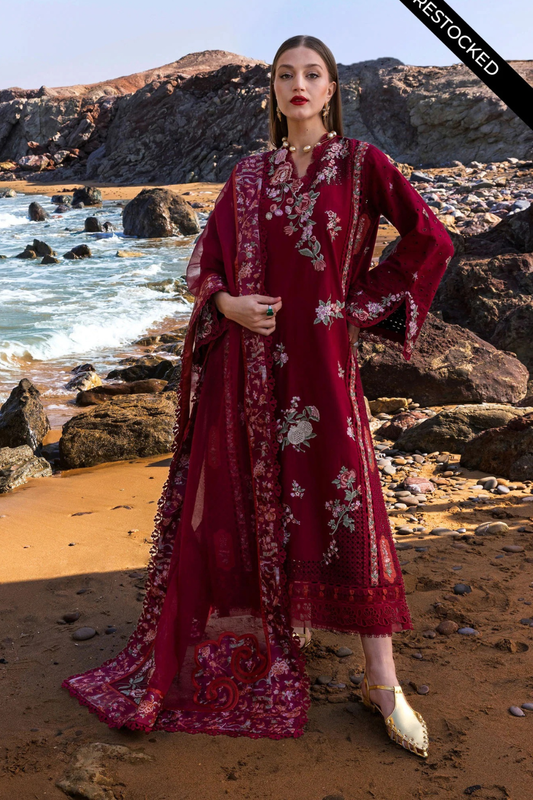 Embroidered Dhanak Unstitched 3PC Set | FS3133