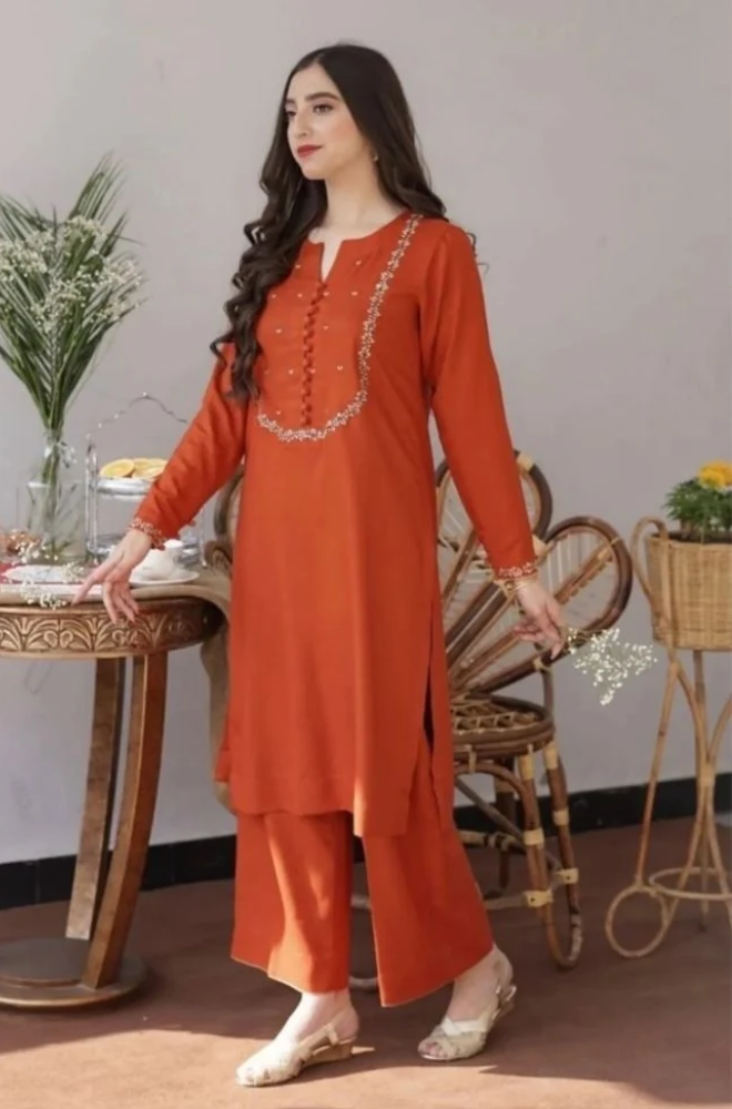 Embroidered Dhanak Unstitched 3PC Set | FS3018