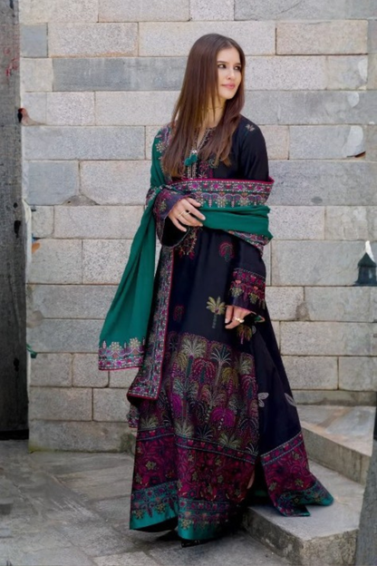 Embroidered Dhanak Unstitched 3PC Set | FS3095