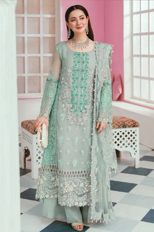 Embroidered  Organza Unstitched 3PC Set | ER8101