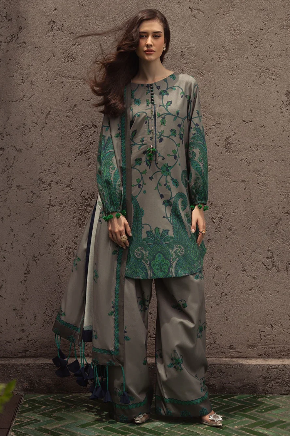 Digital Printed Khaddar Unstitched 3PC Set | RJ6073
