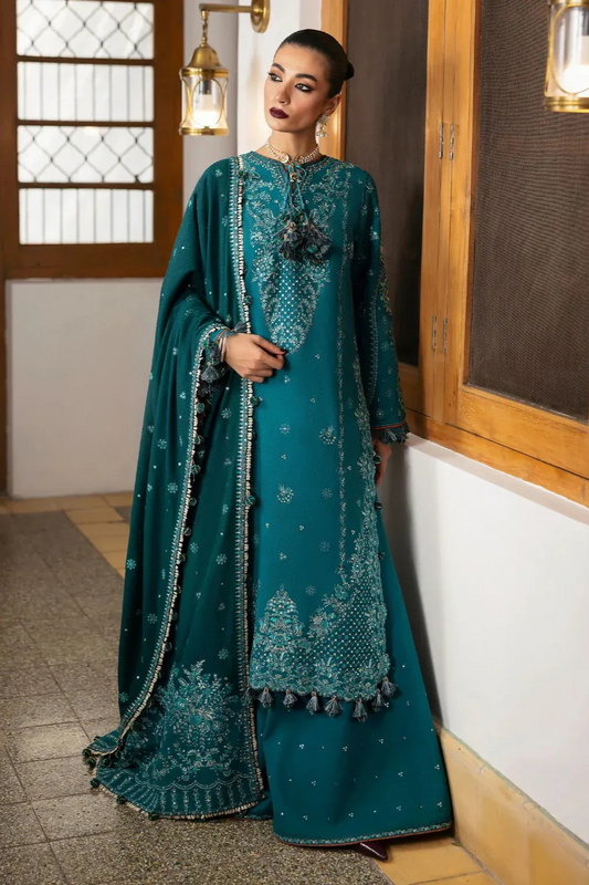 Embroidered Dhanak Unstitched 3PC Set | FS3062